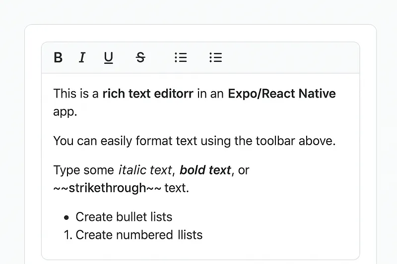 How to Add a Native Rich Text Editor in Expo / React Native (No WebView)